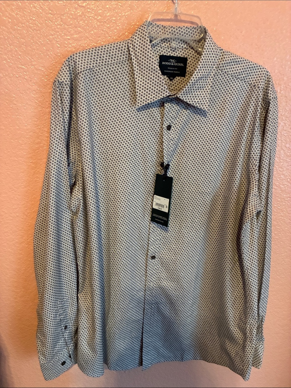 Rodd & Gunn White Shirt with Navy Micro Dot Print